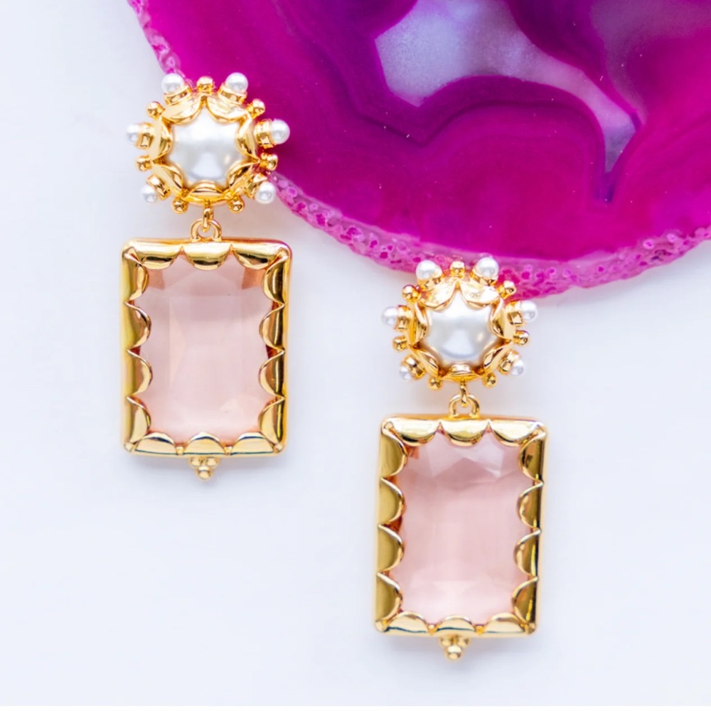 Gresham Mini Gemma Elegant Gold and Peach Drop Earrings